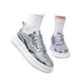 thumbnail image 3 of Ticikt Women's Glitter Platform Athletic Tennis Walking Shoes Sparkly Sequin Lightweight Non Slip Casual Comfort Fashion Sneakers,Color:Silver,Size:8, 3 of 9