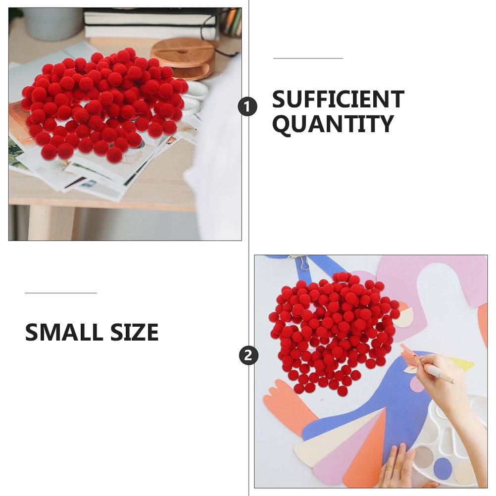 OUNONA 600 Pieces Red Soft Pom Pom for Crafts, Decorations, Kids Art Projects and Activities