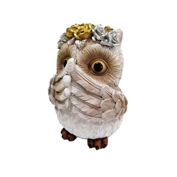 Garden Statue Owl Bird Figurine Do Not Say Listen See Personalized Owl Mimic Crafts for Patio Yard Lawn Art Gifts