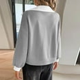 thumbnail image 6 of safuny Womens Cropped Oversized Sweatshirt Casual Lapel V Neck Long Sleeve Hem Drawstring Loose Fall Pullover Tops Gray _i L, 6 of 7