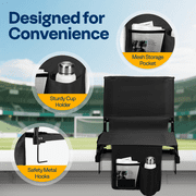 SPECSTAR Portable Stadium Seat for Bleachers, 2 Pack Folding Padded Cushion with Back Support, Waterproof & Lightweight Chair with Cup Holder, 350lb Capacity