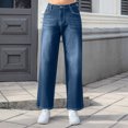thumbnail image 7 of YanHoo Women's High Waisted Jeans Stretchy Fashion Classic Casual Jean Pants Straight Leg Loose Denim Pants with Pockets Dark Blue,XXL, 7 of 7