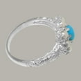 thumbnail image 4 of LBG British Made 14k White Gold Real Genuine Turquoise & Cultured Pearl Womens Statement Ring - 33 size options - Size 8.25, 4 of 8