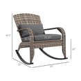 thumbnail image 3 of imerelez Outdoor Wicker Adirondack Rocking Chair, Patio Rattan Rocker Chair with High Back, Seat Cushion, and Pillow for Garden, Porch, Balcony, Gray, 3 of 9