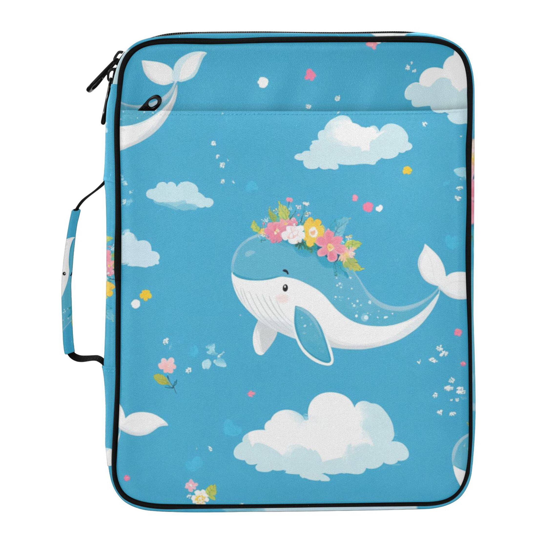 Cute Whales with Garlands Clouds Accordion File Organizer Expanding File Folder 3-Ring Binder Bag 500 Sheets A4 Size