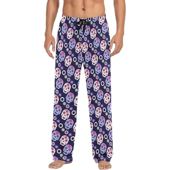 Sugar Skulls Pajama Pants, Mens Lounge Pants Super Soft Men Pajama Bottoms, Christmas New Year Birthday Father's Day Gifts, X-Large