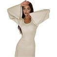 thumbnail image 1 of Vestido de Punto Acanalado para Mujer, Acampanada, Ajustado, Holgado e Informal. Color Albaricoque M, 1 of 8