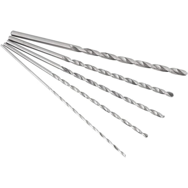Taladro de metal largo Taladros de madera largos Taladro de pared largo, 5 piezas Microbrocas HSS Herramienta de broca helicoidal de vástago recto de alta velocidad de acero extralargo 2-5 mm LingWen 9024715641366