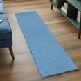 thumbnail image 4 of Blue Burlap Texture Large Area Rugs for Bedroom Living Room, Soft Non Slip Carpet Bedside Rug, Farmhouse Vintage Blue Rectangular Floor Cover Kitchen Accent Rug 2'x6' for Dining Room/Office, 4 of 9