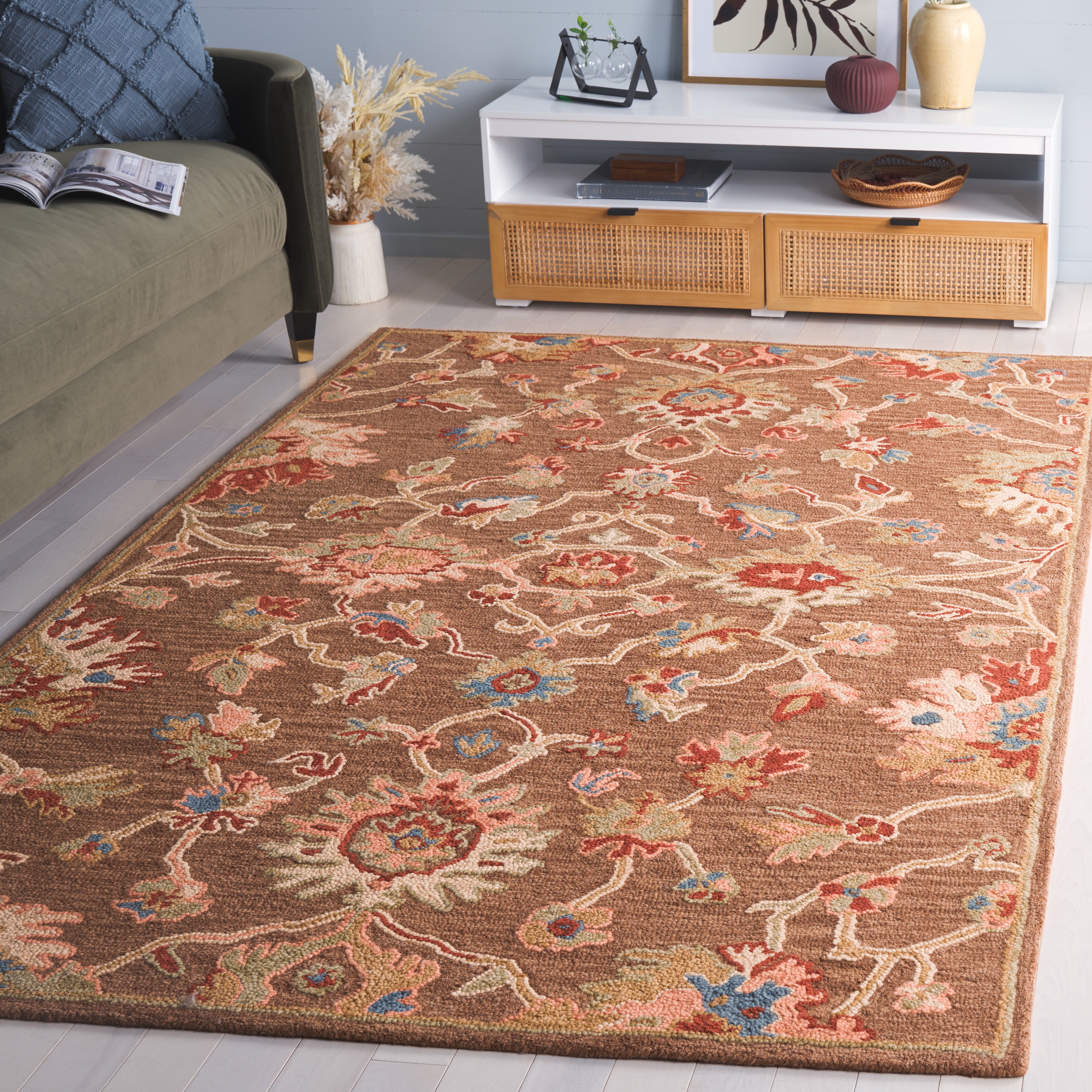 SAFAVIEH Metro Davina Medallion Area Rug, Dark Brown/Beige, 6' x 6' Square
