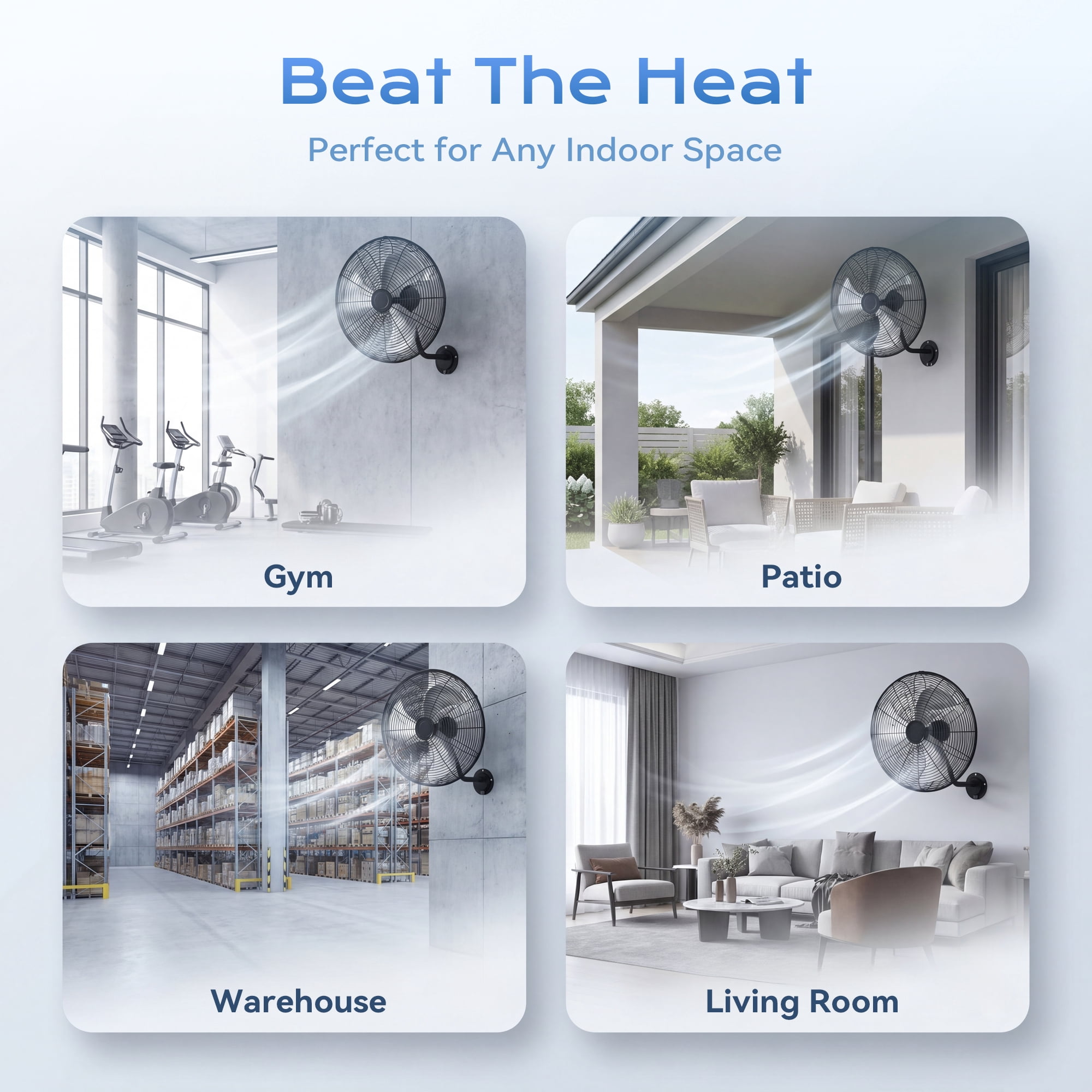 Nepsam Wall Mount Fan, 20 Inch,3-speed, Waterproof Oscillating Industrial Wall Fan, for Warehouse, Greenhouse, Workshop, Patio (Black, ETL Listed)
