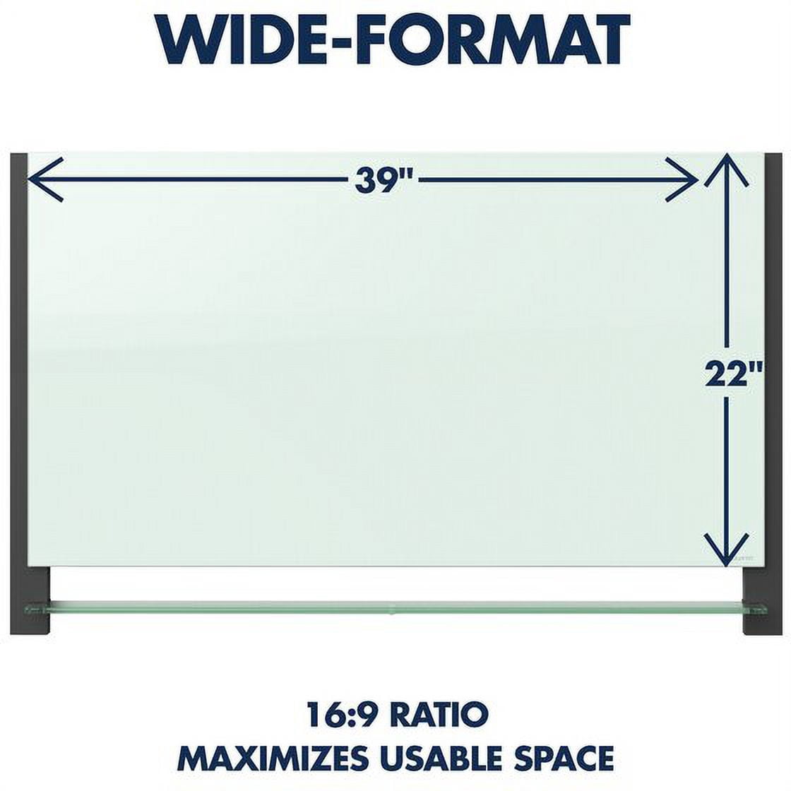 Quartet Glass Whiteboard, Magnetic Dry Erase White Board, 39" x 22", Wide Format