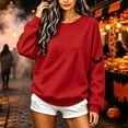 thumbnail image 5 of TKLPEHG Womens Halloween Sweatshirt Fashion Halloween Graphic Long Sleeve Crewneck Loose Fit Fall Clothes Casual Comfy Pullover (Red,XS), 5 of 5