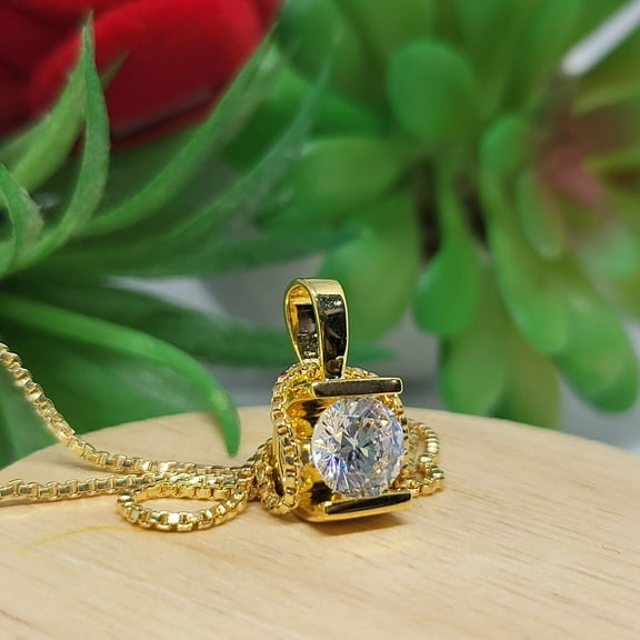 2.50Ct Round Cut Diamond Created Solitaire Pendant 14K Yellow Gold Finish