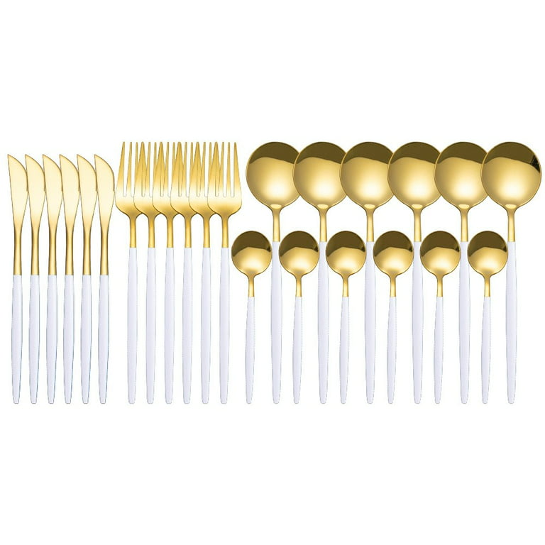 24-Piece Gold Silverware Set Gold Flatware Set for 6, Gold Spoons and Forks  Set, Stainless Steel Gold Cutlery Set for Home Kitchen Restaurant Wedding