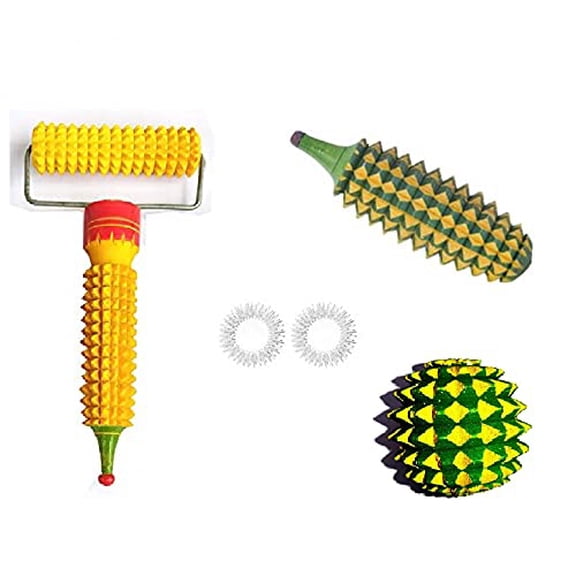 Acupressure wooden face massager, karela & ball, finger rings accupuncture stress relief