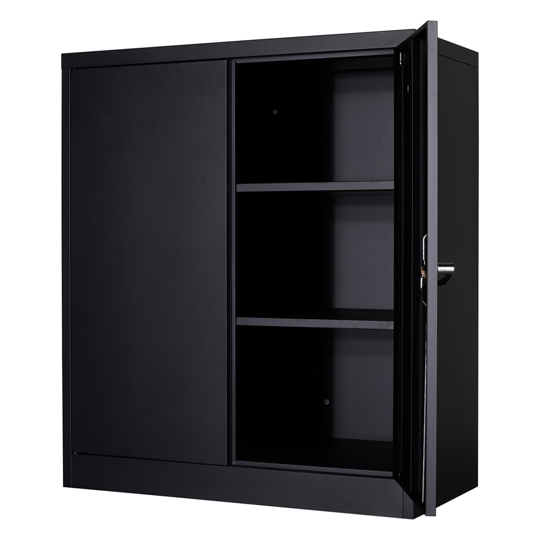 Metal Steel Storage Cabinet 3 Shelves 2 Doors Home Office Lockable File Cabinet 