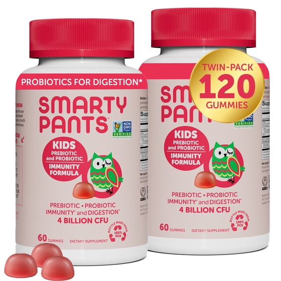 SmartyPants Kids Probiotic Gummies Strawberry Creme Vitamin, 60 Ct (2-Pack)
