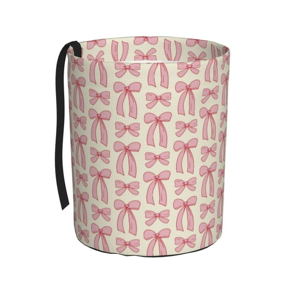 Honeii pink hand drawn bows Print Waterproof Car Trash Can,Waterproof Portable Collapsible Trash Can,Garbage Container fits Most Cars,SUVs,and Trucks