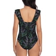 thumbnail image 6 of Yiaed Lavender Flowers Print Women's Ruffled One Piece Swimsuit V Neck Swimwear Slimming Monokini for Woman-Small, 6 of 8