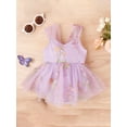 thumbnail image 3 of xiaxaixu Barboteuse pour Bébés Filles, Robe Patchwork Brodée Sans Manches Fleurs Papillon Tulle, 3 of 9