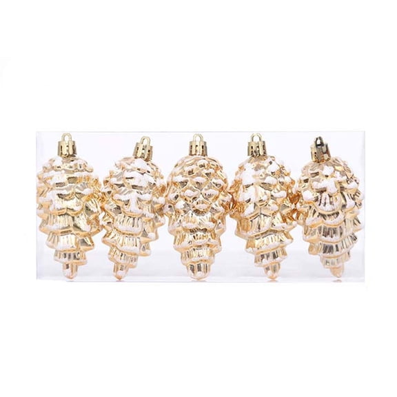 2026 Christmas Indoor Home Decor Christmas Ornaments 5 Pack 7 5cm Shiny Electroplated Snow Frosted Pinecone Baubles