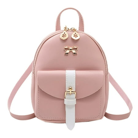 MUSOIE Bowknot Cute Backpack Vegan Leather Mini Backpack Purse for Women Small Casual Daypacks