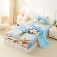 thumbnail image 2 of jejeloiu Beach Floral Vase Twin Sheets,Starfish Shell Print Bedding For Boys,Light Blue,3-Piece,1 Fitted Sheet and 1 Pillowcase, 2 of 6
