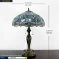 thumbnail image 2 of Tiffany Lamp for Living Room Table Top Stained Glass Bedside Table Lamp Bedroom, Industry Metal Base 24" Tall Large Luxurious Sea Blue Dragonfly Style Farmhouse Desk Light WERFACTORY Led Bulb Included, 2 of 8