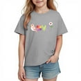 thumbnail image 2 of Girls Short Sleeve Cotton T-Shirt Kids Cute Love Bird Floral Graphic Tee Soft Casual Top for Kids Little Big Girls,Size 5 T, 2 of 9