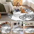 thumbnail image 6 of Black White Motorcycles 3ft Area Rug, Modern Hand-Painted Vehicles Washable Non-Slip Small Round Rugs for Entryway Bedroom Kitchen, Soft Circle Carpet for Dining Room, Playroom Nursery Rug, 6 of 9