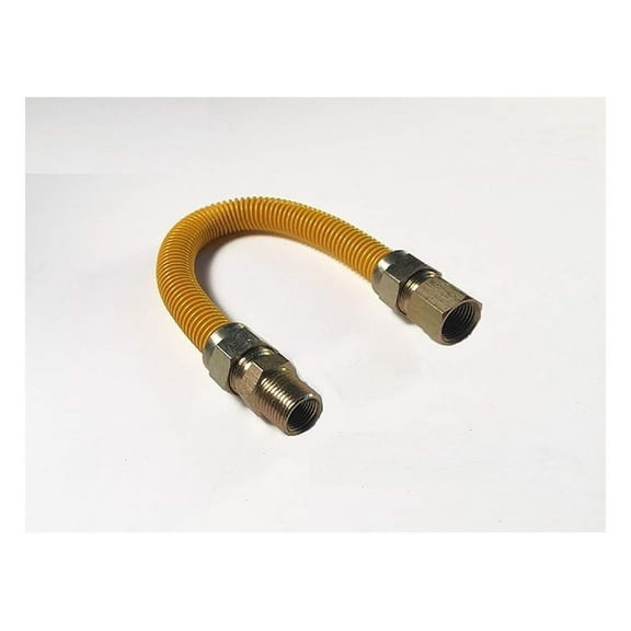 " Corrugated Stainless Steel Yellow Epoxy Coated Gas Flexible Supply Connector Line For Appliance,Water Heater,Boilers,Fryers,Stoves with 3/8" FIP or 1/2" MIP x 1/2" FIP (1)