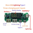 thumbnail image 4 of 18650 Lithium Battery Digital Display Charging Module 5V 2.4A Three Charging Port with Display Boost Module, 4 of 6