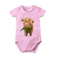 thumbnail image 2 of AOMPMSDX Girls Bodysuits Summer Solid Color Cartoon Print Of Bull Head Short Sleeved T Shirt Boys And Girls Crawl Clothes 0 To 24 Months Kids Pink 6 Months-12 Months, 2 of 4