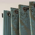 thumbnail image 4 of Quality Home Wide Width Damask Jacquard Curtain - Antique Bronze Grommet Top - Turquoise - 90"W x 84"L - (1 Panel), 4 of 4