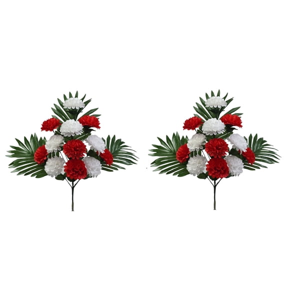 Clearance Artificial flowers under $10,2 Bundles 12 Heads Artificial Fan Chrysanthemum For Cemetery Tomb Decoration
