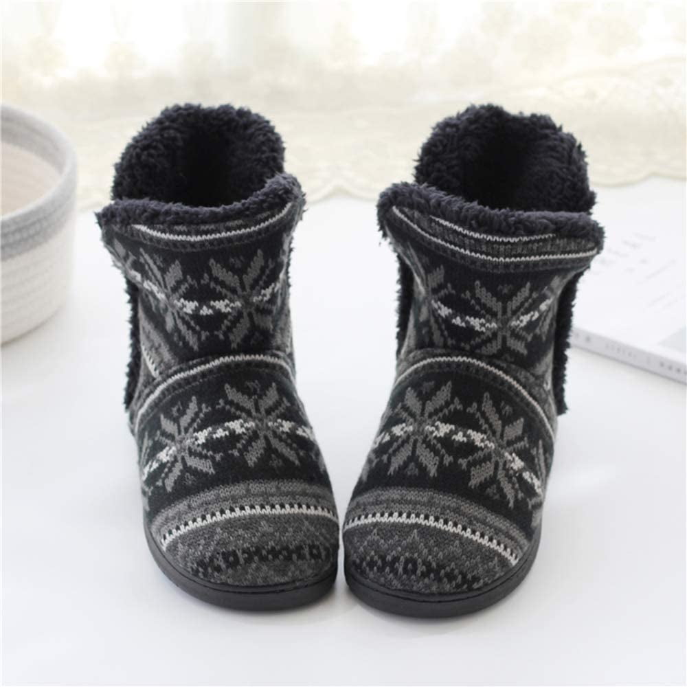 Deandawn Womens Bootie Slippers Mens Fashion Anti Skid Plush Fleece House Shoes Winter Ankle Booties Slippers Indoor Outdoor Warm Comfort Knitted Slip