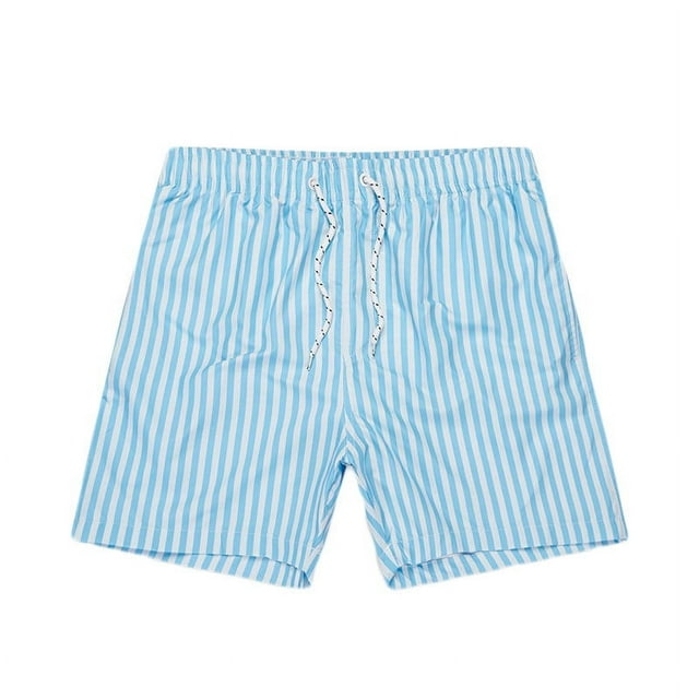 Plebaso Men's Striped Beach Shorts Drawstring Casual Shorts Summer Elastic Waist Shorts with Pockets