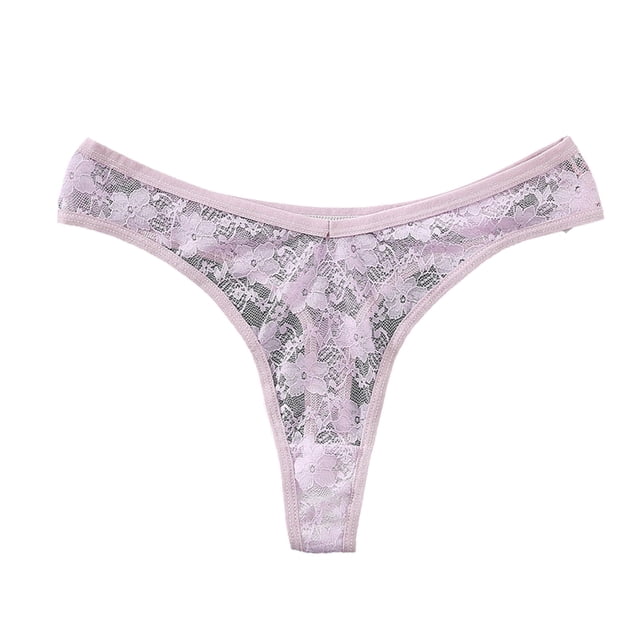 Ropa Interior dama Gibobby Tanga encaje sexy para mujer Tanga malla transpirable sin costuras Hipster tiro bajo Morado L