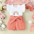 thumbnail image 2 of Gubotare Outfit Baby Girl Baby Girl Baseball Outfits Letter Print Short Sleeve Romper Baseball Bummie Shorts Headband Set 3Pcs Summer Outfits 0 3 6 9 12 18 24 Months (Orange,Size 0-3 Months), 2 of 9