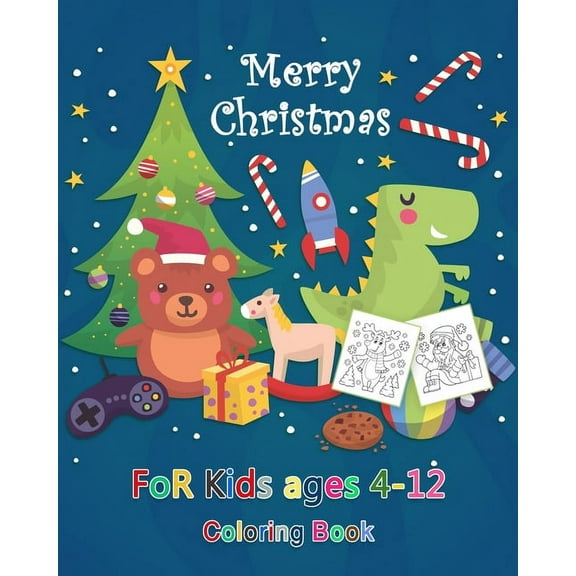 Merry Christmas coloring book for kids ages 4-12: 100 Christmas Coloring Pages, Santa Claus, Snowmen, Elves, Reindeers, Christmas Trees, Wreaths and M