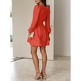thumbnail image 7 of GXFC Women Cocktail Mini Dress Long Sleeve Deep V Neck A-Line Short Dress, 7 of 7