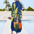 thumbnail image 2 of Tiger Print Background Plants Shirt Dress Long Sleeve Street Fashion V Neck Oversized Casual Dress Women Evening Dress, 2 of 7