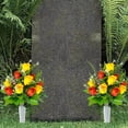 thumbnail image 5 of Gytml Artificial Rose Bouquet Long Lasting Fake Silk Grave Memorial Flowers, Sympathy Funeral Cemetery Flower Gift For Loved Ones Tombstone Outdoor Decor(Orange-42Cm), 5 of 6