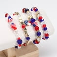 thumbnail image 3 of Jierger 2024 New American Flag Red White and Blue Artificial Bracelet American Independence Day Multi Layered Beaded Stretch Bracelet for Halloween Christmas Valentine Party Birthday Gift for Women an, 3 of 7