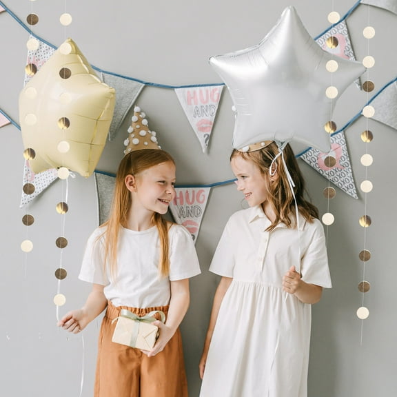 IDEANATEGRATE Circle Dots Paper Garland 1Set Golden Elegant Design for Wedding and Party Decorations