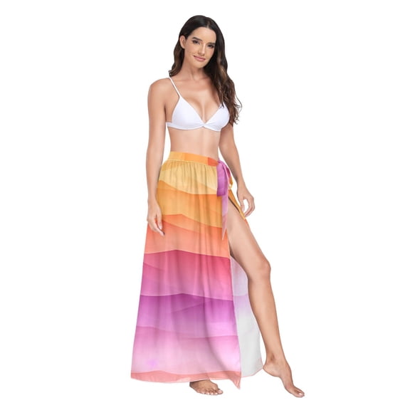 Women's Beach Swimsuit Cover Ups Bathing Suit Coverups Bikini Wrap Dress for Swimwear Multicolored Hills