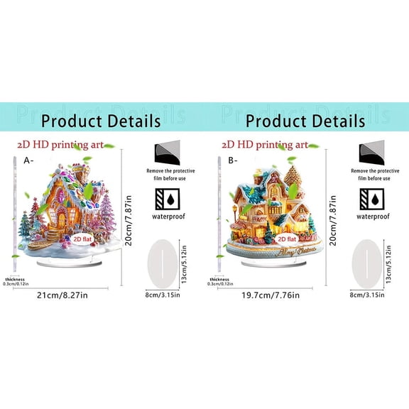 Hxlamzoo 1 Pc Acrylic Christmas House Ornament Festive Home Decor with Vibrant Colors and Cozy Design for Living Room, Bookshelf, Office Desk, Winter Village Scene, Holiday Gift for Family Friends