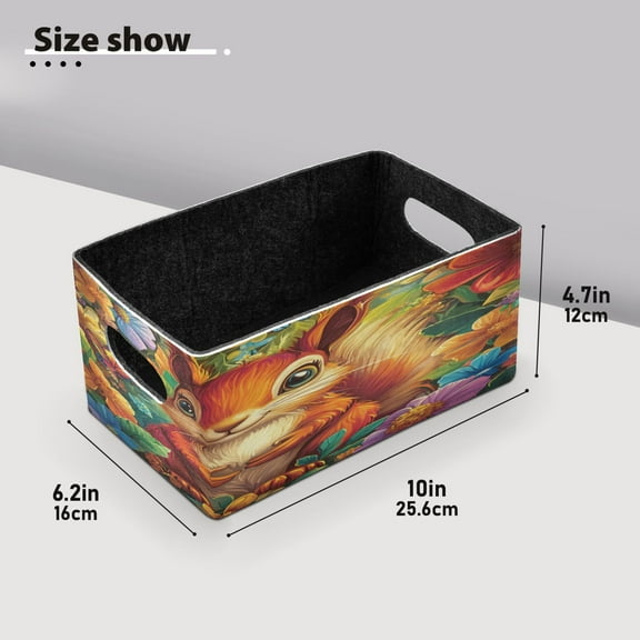 BZSMCE Shelf Baskets Charming Red Squirrel Pattern Storage Cube Bins 10.1*6.3*4.7in Set of 2