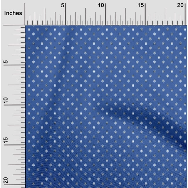 oneOone Polyester Lycra Medium Blue Fabric Polka Dots Sewing Material Print Fabric by The Yard 56 Inch Wide